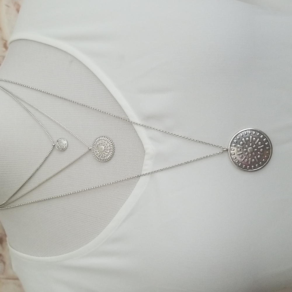New Lucky Brand Silver Tone Layered Necklace